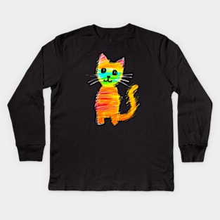 Crayon Kitten #1 Kids Long Sleeve T-Shirt